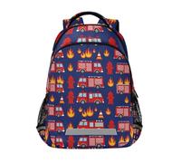 KLL Red Fire Trucks on Navy Blue Kids Princess Zaino con grandi borse per libri per borse per libri per ragazze adolescenti ragazzi mochilas para ni?as de 10 a?os