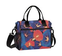 KLL Red Indigo Morning Glory Astratto Fiori Grande Capacità Teen Girl Lunch Bag con Tracolla Mens Lunchbox per il Lavoro per il Lavoro loncheras termico para Mujer