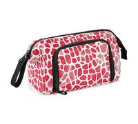 KLL Red Marble Stone Print Pattern Pencil Bag Grande Capacità Stand Up Pencil Case Portatile per Adulti Scuola Superiore