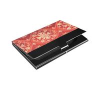 KLL Red Plaid Pattern Tradizionale Cinese Sottile Porta Biglietti da Visita Tasca con Pelle e Acciaio Inox Card Organizer per Donne o Uomini Tarjetero para Hombre