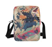 KLL Retro 90s Skateboard Dinosauro Colorato Messenger borse per le donne Vegan Leather mens crossbody Viaggio Signora Borse a Spalla