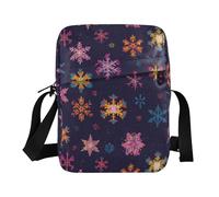 KLL Retro Blue Snowflaker mens messenger bag crossbody Vegan Leather over the shoulder bags for men Shopping Shoulder Bag