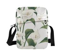KLL Retro Calla Lily White messenger bag crossbody Vegan Leather over the shoulder bags for men Travel Lady Shoulder Bags