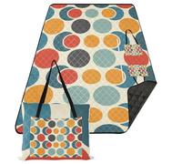 KLL Retro Colorful Circle Impermeabile Spiaggia Essentials Sand Resistente Parco Prato Coperta per Le Donne 30s Picnic Articoli tapete para playa