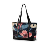 KLL Retro Floral e Record Pattern Robusto 14 pollici laptop tote bag con cerniera tote da viaggio borsa grande per volo con pannolino bulto para laptop