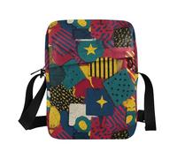 KLL Retro Geometic Star Red Abstract crossbody messenger bag Vegan Leather Crossbody Borse Per Le Donne Casual Borsa A Tracolla Per Viaggio