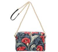 KLL Retro Red Calla Lily Flowers Moda Crossbody Borse Per Le Donne In Pelle Vegana Delle Donne Della Borsa Cross Body Zip Donna Borse A Spalla