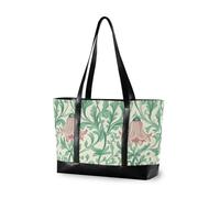 KLL Retro Rosa Bellflower Foglie Verdi Robusta borsa per laptop da 14 pollici con cerniera tote bag Grande borsa per Viaggi Piscina Nuotare Spiaggia Vacanza Necessities con pranzo maletín para laptop