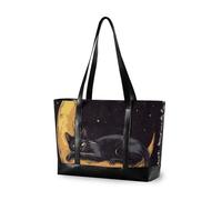 KLL Retro Style Cat Moon borsa robusta per le donne 14 pollici con cerniera borsa 14 pollici grande borsa per le donne lavoro con tablet bolso de trabajo para mujer