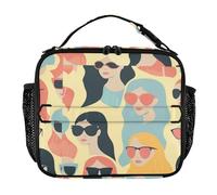 KLL Riutilizzabile Lunch Tote Bag Impermeabile Ragazze Lunch Box con Maniglia Contenitori Pasto per il Lavoro Ufficio Cartoon Colore Personaggi Moda