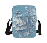 KLL Romantico Misterioso Scheletro Ballerino Note Musiche Blu uomo messenger bag Vegan Leather mens borsa a tracolla Casual Borse a tracolla per le donne