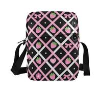 KLL Rosa Carino A Forma di Fragola Griglia mens messenger bag crossbody Vegan Cuoio Crossbody Borse Per Le Donne Casual Borse A Tracolla Per Le Donne