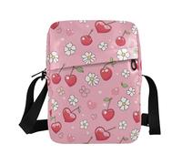 KLL Rosa Ciliegia e Fiore Messenger Bag Vegan Pelle Piccola Crossbody Borse Per Le Donne Viaggio Spalla Borsa A Mano Per La Donna
