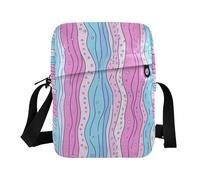 KLL Rosa e Azzurro Motivo A Righe Doodle Art Messenger Bag per le donne Borse A Tracolla In Pelle Vegana Per Le Donne Shopping Borsa A Mano A Spalla Per Donna