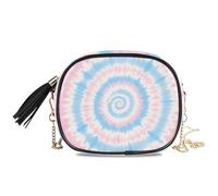 KLL Rosa e Blu Tie-dye Stampa Modello West Crossbody Borsa Donna Alla Moda con Cinturino Regolabile Piccole Borse Nere Fai una passeggiata