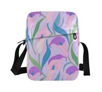 KLL Rosa-viola Calla Lily Flowers messenger bag per gli uomini in pelle vegana borse a tracolla da uomo borse a tracolla casual borse a tracolla per le donne