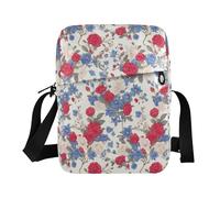 KLL Rosso Blu Bianco Patriottico Roses Motivo Floreale Acquerello messenger bag uomo Pelle Vegana borse a tracolla uomo crossbody Shopping Donna Borse a Spalla