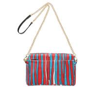 KLL Rosso e Blu Motivo A Righe Doodle Art Moda Piccola Crossbody Borse Per Le Donne In Pelle Vegana Cross Over Borsa Zip Donna Borsa Tracolla