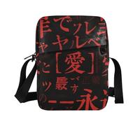 KLL Rosso e Nero Gotico Y2k Testo carino messenger bag Vegan Leather cross body bag per donna Shopping Borse a tracolla