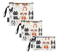 KLL Sacchetti riutilizzabili per panini e snack con cani minimalisti, confezione da 3, per riporre oggetti da viaggio, organizzazione della casa