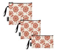 KLL Sacchetti riutilizzabili per snack e snack, 3 pezzi, color giallo miele e marrone mattone, rosa e girasole, portatili, per snack, snack, cosmetici, caramelle, frutta, cereali, organizzazione della