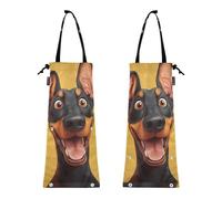 KLL Sacchetto della spazzatura per auto spazzatura da viaggio per auto confezione da 2 bidoni della spazzatura sedile anteriore cartone animato divertente Doberman Pinscher cani felici