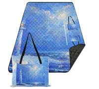 KLL Sea Lighthouse Impermeabile Lake Day Essentials Pieghevole Erba Parco Coperte Impermeabile Pieghevole per Le Donne 30s Concerto Coperta Sabana para Picnic