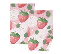 KLL Set di 2 asciugamani in microfibra con motivo a fragole e latte, per la cucina, set di 2 panni per la pulizia del cotone, dimensioni 40,6 x 71,1 cm