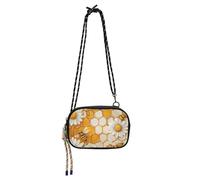 KLL Sfondo a nido d'ape con api e margherite piccola borsa a tracolla nera da uomo alla moda con scomparti per carte di credito sopra la borsa a tracolla data