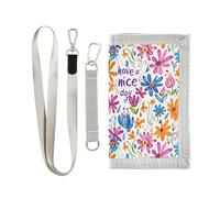KLL Sfondo bianco con le lettere hanno un bel giorno. Trifold Trifold Portafoglio per gli uomini per maschio Nylon Casual Portafogli per carte e contanti con cordino