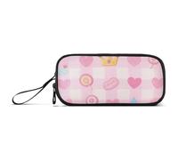 KLL Simpatico astuccio rosa con linee di carattere dolce in nylon grande per ragazzi grande capacità astuccio con cerniera cancelleria per le donne delle scuole medie