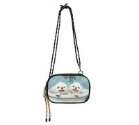 KLL Simpatico cane maltese vintage vasca da bagno West Crossbody borsa da uomo pratica con slot per carte di credito borse a tracolla da donna Have a meal