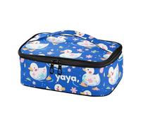 KLL Simpatico cartone animato anatre sfondo blu profondo progettato borsa pranzo isolato lavoro adulto scatole per il pranzo per gli uomini con maniglia borsa per il pranzo para nino