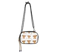 KLL Simpatico cartone animato marrone cani bianco laterale borsa a tracolla donna pratica con tracolla regolabile piccola borsa a tracolla Fai una passeggiata