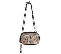 KLL Simpatico gatto somalo stile realistico grigio borsa laterale a tracolla per uomo bellezza con slot per carte di credito nylon piccola borsa a tracolla per telefono per escursioni viaggi