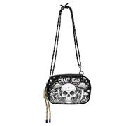 KLL Skull Head Black Evil Black Crossbody Bag Mens Comfort con tracolla regolabile Borse a tracolla da donna Walk the dog