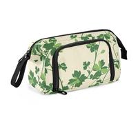 KLL St.Patrick - Astuccio per matite con fiori verdi, grande capacità, per cosmetici, trucchi, con scomparto per infermieri, materiale scolastico preppy