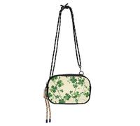 KLL St.patrick Fiori Verde Nero Crossbody Borse Donna Bellezza con Slot per Carte di Credito Borsa Nera Walk the Dog