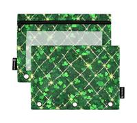 KLL St Sparkling - Astuccio a 3 fori per anelli, raccoglitori a 3 fori, per ufficio esame e organizzatore di documenti, St Sparkling Shamrock, 1 sizex2