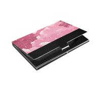 KLL Stelle e nuvole bianche rosa sottile porta biglietti da visita con pelle e acciaio inox porta carte di credito per riunioni di lavoro Uso estuche para tarjetas