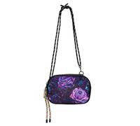 KLL Stereo Roses Viola Profondo 3D Stereoscopico Stile Sling Borsa a Tracolla per Uomo Moda con Cinturino Regolabile Borse Data