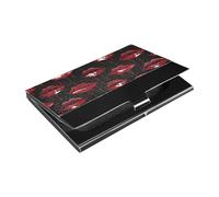 KLL Stile gotico Darkness Bleed Labbra Rosso Sottile Piccolo Porta Biglietti da Visita con Pelle & Acciaio Inox Porta Carte di Credito per Donne o Uomini estuche para tarjetas