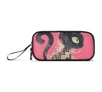 KLL Stile surrealista gatto nero spartito spartito spartito rosa caldo nylon ragazze astuccio grande capacità astuccio per ragazze adolescenti cancelleria organizzatore per liceo uomini