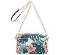 KLL Stile tropicale Foglie Verdi Fiore Rosso Moda Crossbody Piccole Borse Per Le Donne In Pelle Vegana Borsa A Tracolla Delle Donne Borse A Tracolla Impermeabile Per Le Donne