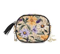KLL Style Of Georgia O'keeffe Daisies Flowers Piccola borsa a tracolla nera da uomo pratica con tracolla regolabile borse a spasso il cane