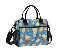 KLL Succo di limone blu arte pittura regolabile Cooler Tote con tracolla grande pranzo borse per le donne per la scuola lonchera para Hombre que Caliente