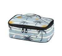 KLL Summer Palm Trees Blue Stripe Progettato Soft Liner Lunch Bags Riutilizzabile Mens Lunch Box con manico loncheras para comida