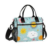 KLL Sun Rainball Verde Impermeabile Grande Lunch Tote Bag con Tracolla Lunch Box per Adolescenti per Picnic bolsos para llevar el almuerzo