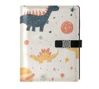KLL taccuino foderato in pelle college college a righe notebook per diario portatile Childish Cartoon Dino Planets Retro 6.7 × 9.5.1 cm