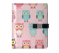 KLL taccuino foderato in pelle college college a righe quaderni per viaggiare copertura impermeabile carino gufi colorati 6.7 × 9.5.1 cm